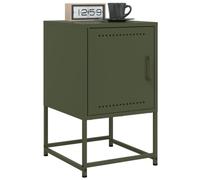 WHOPBXGAD Industrial Steel Nightstand Set of 2, Olive Green Bedside Table with Storage Shelf, Modern Side Table for Living Room Bedroom Office, 36x39x60.5cm