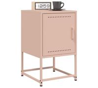 WHOPBXGAD Industrial Steel Nightstand Set of 2 Pink Bedside Table with Storage Shelf Modern Design for Living Room Bedroom Office Furniture 36x39x60.5 cm