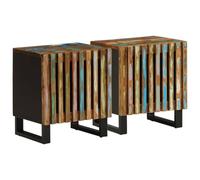 WHOPBXGAD Industrial Style Nightstands 2pcs 40x34x46 cm Reclaimed Solid Wood Bedside Tables with Storage Door for Bedroom Living Room Modern Furniture