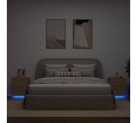 WHOPBXGAD LED Nightstand Set of 2 Modern Bedside Tables with RGB Lighting Engineered Wood Storage Drawers for Bedroom Living Room Sonoma Oak Finish