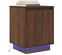 WHOPBXGAD LED Nightstand with RGB Lights, Brown Oak Finish 38x34x50 cm, Modern Bedside Table with USB Port, Durable Technical Wood Material, Bedroom Decor and Living Room Storage