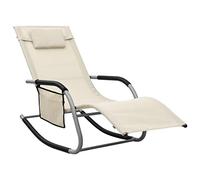 WHOPBXGAD Lettini Prendisole in Textilene 2 pz Crema e Grigio, Sdraio da Giardino pieghevoli con Cuscino e Tasca Laterale, Resistente agli Agenti Atmosferici per Spiaggia Piscina Verniciato a Polvere