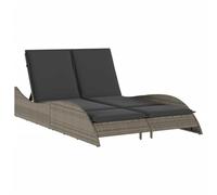 WHOPBXGAD Lettino Prendisole con Cuscini Grigio 114x205x73 cm Polyrattan Regolabile per Esterno Giardino Piscina Morbido Sfoderabile Resistente UV 110 kg