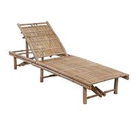WHOPBXGAD Lettino Prendisole da Giardino con Cuscino in Bambù, Relax per 2 Posti per Esterno, Terrazza Piscina, Schienale Regolabile 3 Posizioni, Verde Brillante