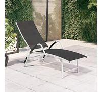 WHOPBXGAD Lettino Prendisole in Textilene e Alluminio Nero con Schienale Regolabile, Sdraio da Giardino Alto Robusto per Piscina, Patio e Spazi Esterni, Facile da Alzarsi