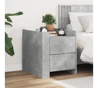 WHOPBXGAD Modern Gray Cement Bedside Table 45x50x50 cm with 2 Drawers, Sturdy Composite Wood Nightstand for Bedroom Living Room, Easy Assembly Storage Cabinet