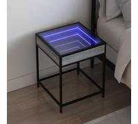 WHOPBXGAD Modern LED Nightstand with Infinity Mirror, RGB Color Changing Lights, Industrial Bedside Table for Bedroom Decor, Grey Sonoma 40x40x51 cm