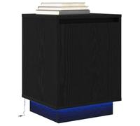 WHOPBXGAD Modern LED Nightstand with RGB Lights, Black Bedside Table 38x34x50cm, USB Powered Storage Cabinet for Bedroom and Living Room, Durable Engineered Wood Furniture with Adjustable Lighting