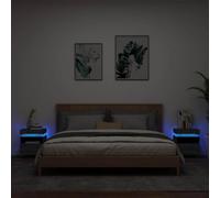 WHOPBXGAD Modern LED Nightstands 2-Pack Gray Sonoma 40x39x48.5 cm with RGB Lighting, Engineered Wood Bedside Tables with USB Port for Bedroom Living Room