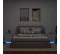 WHOPBXGAD Modern LED Nightstands 2-Pack White Engineered Wood with RGB Lighting, 2 Drawers Bedside Tables for Bedroom Furniture, USB Powered Storage Cabinet with Wall Mount