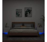 WHOPBXGAD Modern LED Wall Mounted Nightstand Set of 2 White Multilayer Wood with RGB Lighting for Bedroom Living Room Space Saving Storage Furniture