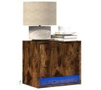 WHOPBXGAD Modern LED Wall Mounted Nightstands 2-Pack with RGB Lighting, Smoke Oak Finish, Space Saving Bedside Tables with Storage Drawer for Bedroom and Living Room