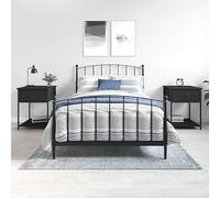 WHOPBXGAD Modern Nightstand Set of 2 Black Engineered Wood Bedside Tables with Storage Shelf 44x45x58 cm for Bedroom Living Room Home Furniture