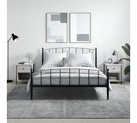 WHOPBXGAD Modern Nightstand Set of 2, Gray Sonoma Finish, Engineered Wood Construction with Metal Frame, Compact 40x42x50cm Bedside Table for Bedroom Living Room Storage