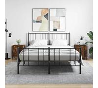 WHOPBXGAD Modern Nightstand Set of 2, Smoke Oak Finish Engineered Wood Bedside Table with Storage Shelf and Metal Legs, 40x40x50cm for Bedroom Living Room