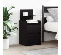 WHOPBXGAD Modern Nightstand with 2 Drawers Black 38x34x80 cm, Bedside Table for Bedroom Furniture, Storage Cabinet with Smooth Surface, Durable Engineered Wood Construction