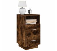 WHOPBXGAD Modern Nightstand with 2 Drawers Smoke Oak Finish 36x36x68 cm Bedside Table Storage Cabinet Durable Particle Board Easy Assembly Home Furniture