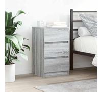 WHOPBXGAD Modern Nightstand with 3 Drawers Set of 2, Gray Sonoma Bedside Table 39x35x65cm, Sturdy Engineered Wood Storage Cabinet for Bedroom Living Room