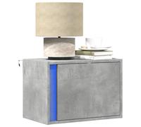 WHOPBXGAD Modern Wall Mounted LED Nightstands 2-Pack Gray Cement Color with RGB Lighting, Space Saving Bedside Tables with Storage Drawer for Bedroom Living Room Home Decor
