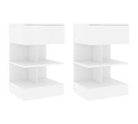 WHOPBXGAD Modern White Nightstand Set of 2 Engineered Wood Bedside Tables 40x35x65 cm with Storage for Bedroom Furniture and Living Room