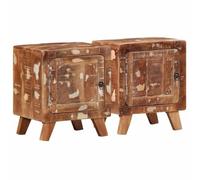 WHOPBXGAD Reclaimed Solid Wood Nightstands Set of 2, 40x32x46 cm Bedside Tables with Storage Door, Vintage Bedroom Furniture for Modern Home Decor