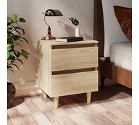 WHOPBXGAD Scandinavian Nightstand with Solid Pine Legs Sonoma Oak Finish 40x35x50 cm Modern Bedside Table Two Drawers Storage Cabinet for Bedroom Living Room