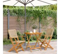 WHOPBXGAD Set da Bistrot 3 pz Beige in Polyrattan e Legno Massellomobile da divano 2 posti poltroncine da giardino poltrone da esternoAdatto per giardini, cortili
