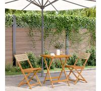 WHOPBXGAD Set da Bistrot 3 pz Beige in Polyrattan e Legno Massellopoltroncine da giardino mobile da divano 2 posti poltrone da esternoAdatto per giardini, cortili