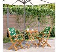 WHOPBXGAD Set da Bistrot 3 pz Motivo Foglie in Tessuto e Legno Massellomobile da divano 2 posti poltroncine da giardino poltrone da esternoAdatto per giardini, cortili