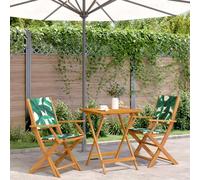 WHOPBXGAD Set da Bistrot 3 pz Motivo Foglie in Tessuto e Legno Massellopoltroncine da giardino divano 2 posti poltrone da esterno mobile daAdatto per giardini, cortili