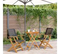 WHOPBXGAD Set da Bistrot 3 pz Nero in Polyrattan e Legno Massellomobile da poltroncine da giardino poltrone da esterno divano 2 postiAdatto per giardini, cortili