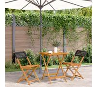 WHOPBXGAD Set da Bistrot 3 pz Nero in Polyrattan e Legno Massellomobile da poltrone da esterno poltroncine da giardino divano 2 postiAdatto per giardini, cortili
