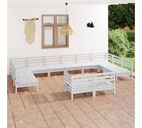 WHOPBXGAD Set di mobili da giardino, mobili da giardino, mobili da giardino, 12 pezzi, bianco legno di pino massello, adatto per giardini, cortili
