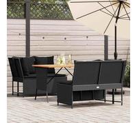 WHOPBXGAD Set Divani da Giardino 3 pz con Cuscini in Polyrattan Neromobile da poltrone da esterno poltroncine da giardino divano 2 postiAdatto per giardini, cortili