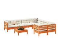 WHOPBXGAD Set Divani Giardino 9 pz con Cuscini Marrone Cera Massello Pinomobile da poltrone da esterno divano 2 posti poltroncine da giardinoAdatto per giardini, cortili