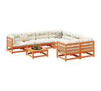 WHOPBXGAD Set Divani Giardino 9 pz con Cuscini Marrone Cera Massello Pinopoltroncine da giardino poltrone da esterno mobile da divano 2 postiAdatto per giardini, cortili