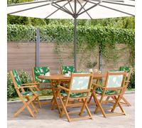 WHOPBXGAD Set Pranzo da Giardino 7 pz Foglie in Tessuto e Legno Massellodivano 2 posti mobile da poltroncine da giardino poltrone da esternoAdatto per giardini, cortili