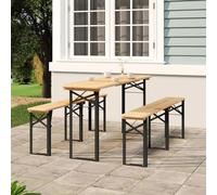 WHOPBXGAD Set Tavolo Birreria Pieghevole 3 pz in Legno Massello di Abetedivano 2 posti poltrone da esterno poltroncine da giardino mobile daAdatto per giardini, cortili