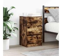 WHOPBXGAD Smoke Oak Nightstands Set of 2 with 3 Drawers, Modern Bedside Tables 39x35x65cm, Sturdy Engineered Wood Bedroom Furniture with Wall Anchor, Storage Cabinet for Living Room and Guest Room