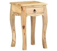 WHOPBXGAD Solid Mango Wood Nightstand 28x28x46 cm Rustic Bedside Table with Drawer, Natural Wood Finish for Bedroom and Living Room Storage Furniture