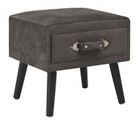 WHOPBXGAD Velvet Nightstand Gray 40x35x40 cm with Drawer, Pine Wood Bedside Table, Multifunctional Storage Cabinet for Living Room and Bedroom, Sturdy Ottoman Stool