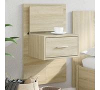 WHOPBXGAD Wall Mounted LED Nightstand Sonoma Oak Modern Bedside Table with RGB Lighting Space Saving Design for Bedroom Living Room Storage Cabinet