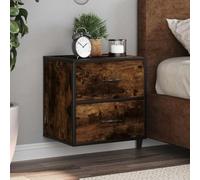 WHOPBXGAD Wall Mounted Nightstand 2 Piece Set Smoke Oak 40x31x39.5 cm with 2 Drawers Space Saving Bedroom Furniture Modern Storage Solution for Small Spaces