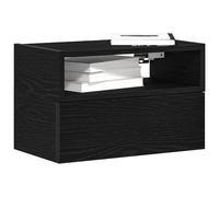 WHOPBXGAD Wall Mounted Nightstand Black 45x26x28.5 cm with Drawer, Space Saving Bedside Table for Small Bedrooms, Modern Floating Night Stand with Storage Shelf