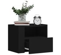 WHOPBXGAD Wall Mounted Nightstand Set of 2 Black 45x30x35 cm Modern Bedside Table with Drawer Space Saving Storage Cabinet for Bedroom Living Room