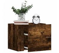 WHOPBXGAD Wall Mounted Nightstand Smoke Oak 45x30x35 cm Modern Bedside Table with Drawers Space Saving Floating Shelf for Living Room Bedroom Storage Organizer