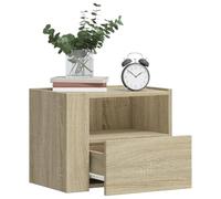 WHOPBXGAD Wall Mounted Nightstands 2-Piece Set Sonoma Oak 45x30x35 cm with Drawer, Modern Floating Bedside Tables for Bedroom and Living Room Storage