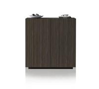 WHOUS Credenza e Buffet COSTE per Soggiorno con 2 Ante, Madia in Stile Canneté per Salotto e Cucina in Legno, 120x43x126 cm, Antracite Opaco e Legno Scuro