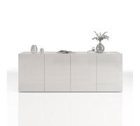 WHOUS Credenza e Buffet EGYPT per Soggiorno con 4 Ante e 4 Vani, Madia per Salotto, Cucina e Sala da Pranzo in Legno, 180x38x70 cm, Bianco Laccato Lucido