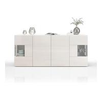 WHOUS Credenza e Buffet EGYPT per Soggiorno con 4 Ante, Madia per Salotto, Cucina e Sala da Pranzo in Legno, 180x40x80 cm, Bianco Laccato Lucido
